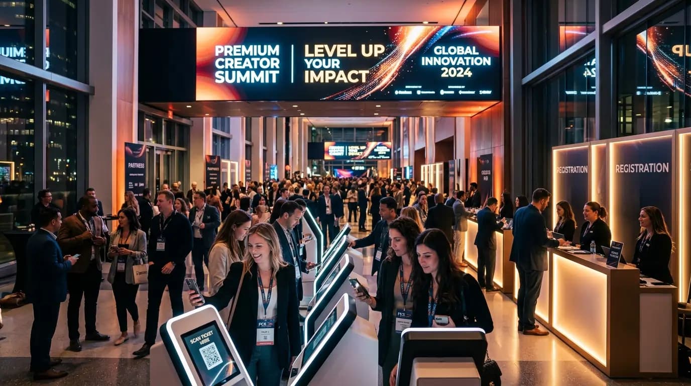 Creator summit attendees checking in